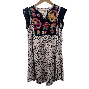 Savanna Jane Dress Women S Animal Print Embroidery Pink Spring Bohemian Shift